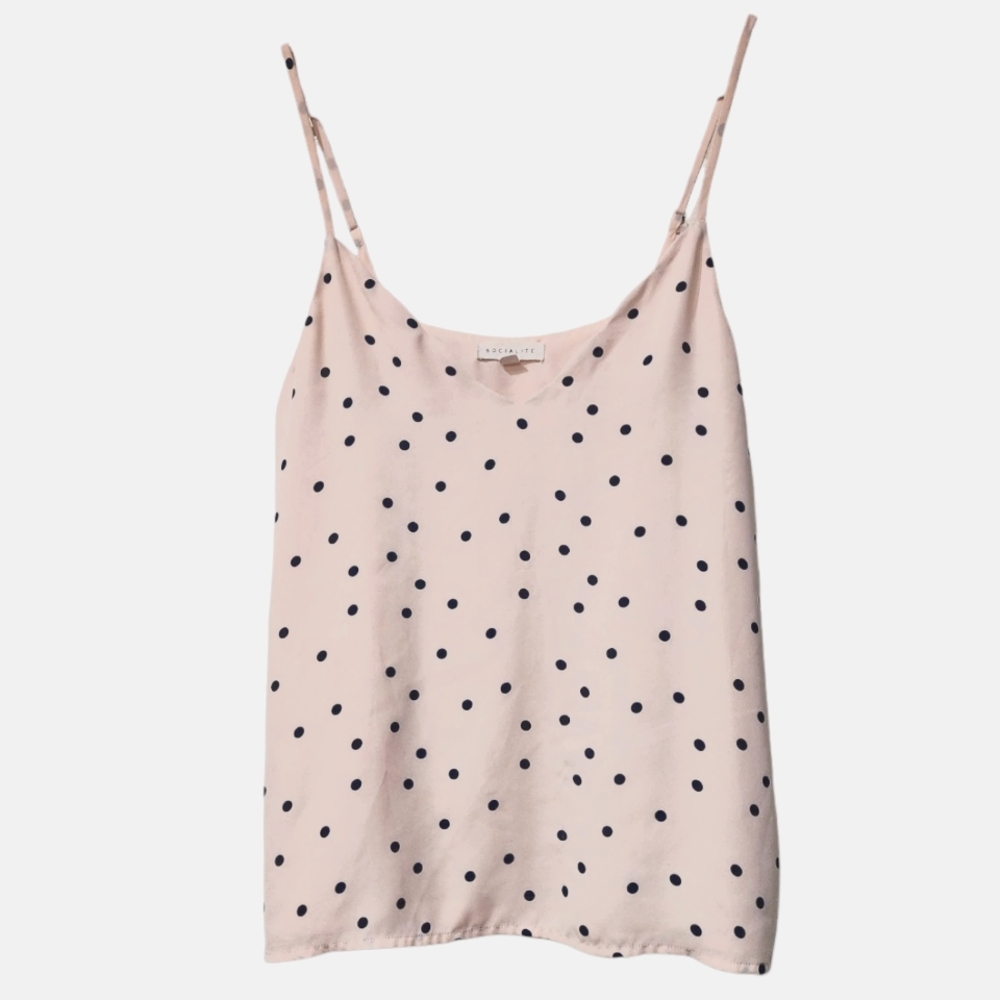 Socialite Light Pink Polka Dot Scallop Trim Top